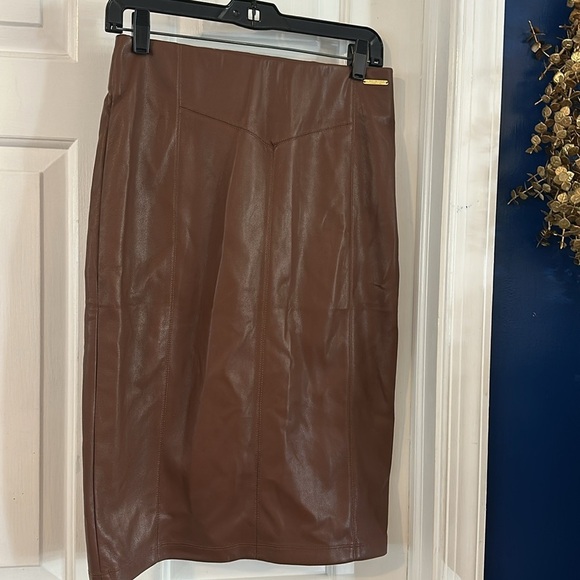 Women’s Marc New York Brown Faux Leather Pencil Skirt Size XS - Picture 2 of 7